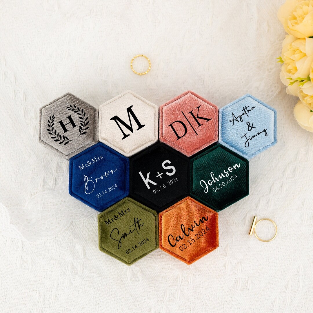 Personalised Wedding Velvet Ring Box,engagement Ring Box,proposal Ring