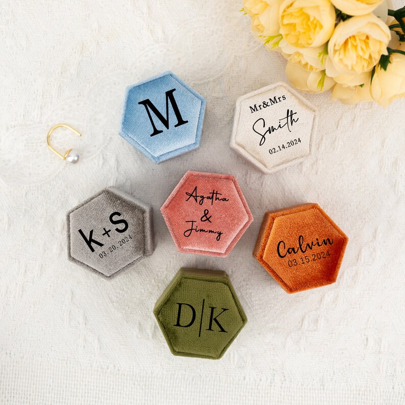 Personalised Wedding Velvet Ring Box,engagement Ring Box,proposal Ring