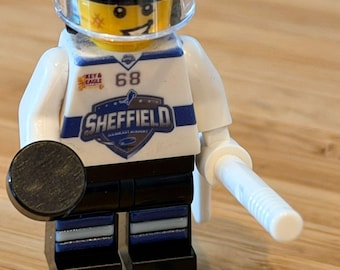 Customised Brick Minifigure - Ice Hockey Player - Built from Genuine Lego