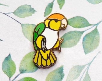 Jumping White-bellied Caique Hard Enamel Pin