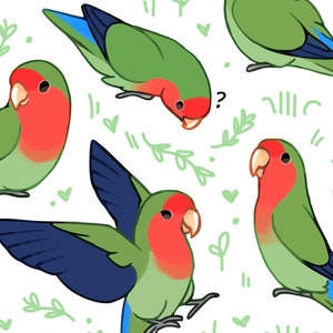 Peach-faced Lovebird Stickersheet | 4.7 x 6.7 inch stickersheet | 12 x 17 cm stickersheet | Paper stickers | Scrapbooking
