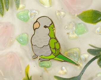 Green Quaker Hard Enamel Pin, Quaker Parrot, Monk Parakeet