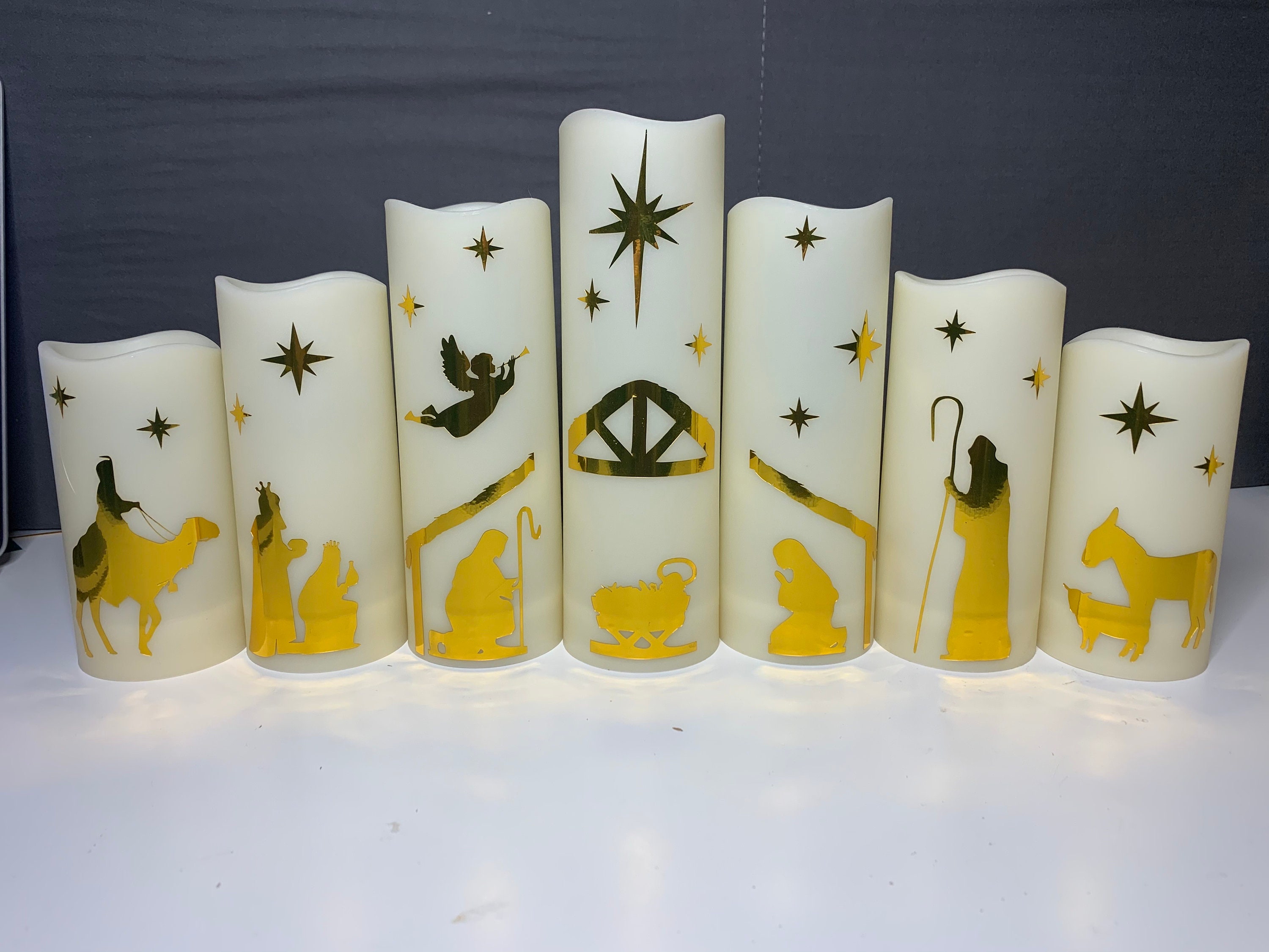 Christmas Nativity Candles SVG Design 7 Candle Digital Files Etsy