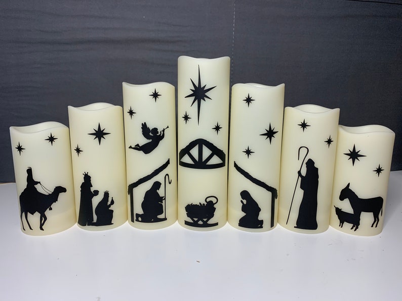Christmas Nativity Candles SVG Design 7 Candle Digital Files Etsy