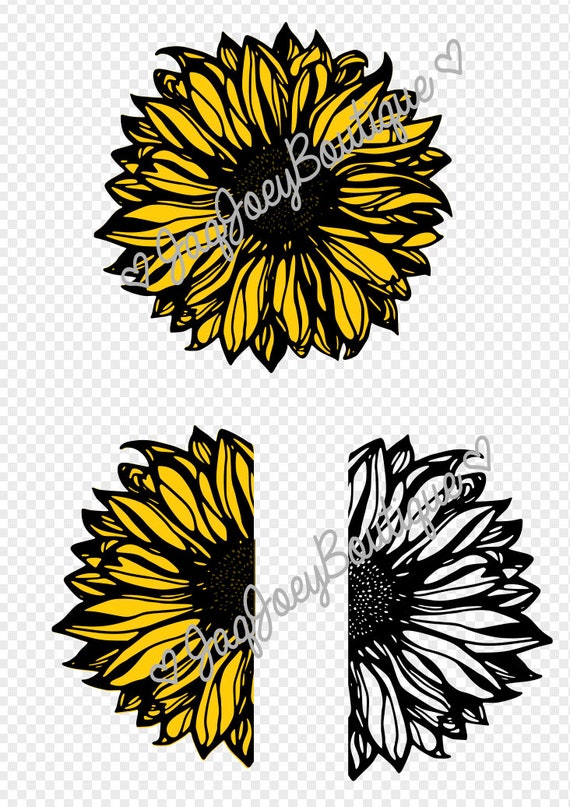 Download Sunflower Svg File In 3 Layers Whole Sunflower And Half Etsy