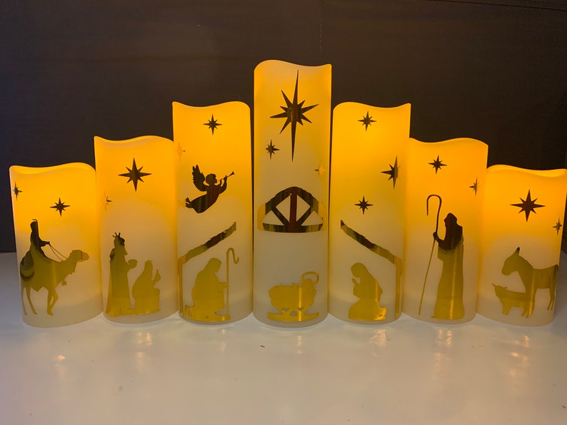 Christmas Nativity Candles SVG Design 7 Candle Digital Files Etsy