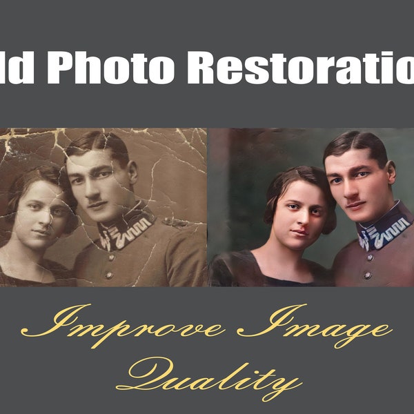 Old Photo Restoration  Photo Restore Vintage Photo Retouching Repair torn scratched vintage photos Improve Image Quality