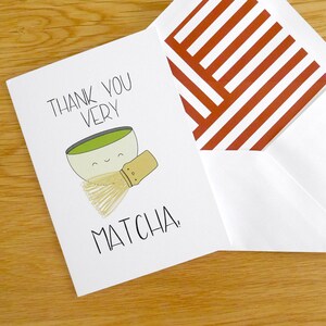 Cartão de agradecimento 4x6 "Muito obrigado MATCHA" - em branco por dentro - Cartão de agradecimento japonês - Cartão kawaii - Trocadilho com comida japonesa