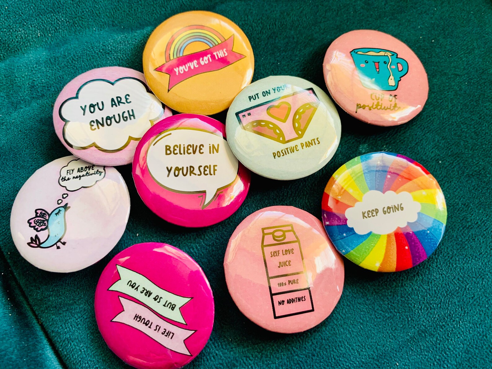 Wellbeing Pin Badge Set Pin Badges Motivational Positive Etsy