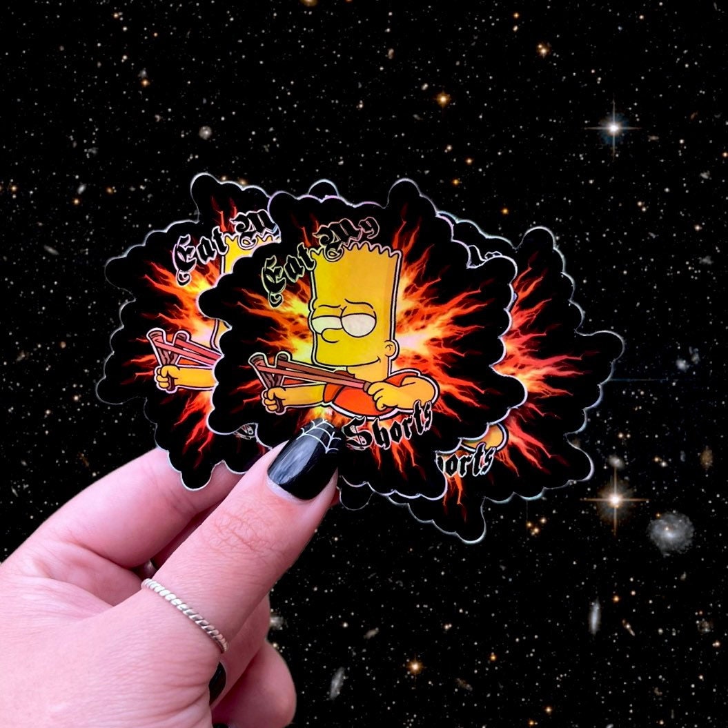 Bart Simpson eat My Shorts Holographic Stickers - Etsy Bart Simpson eat My Shorts Holographic Stickers - Etsy