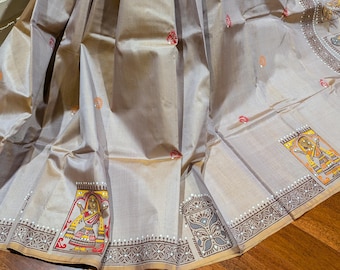 Pure Silk Madhu-Jamini Hand Painted Saree