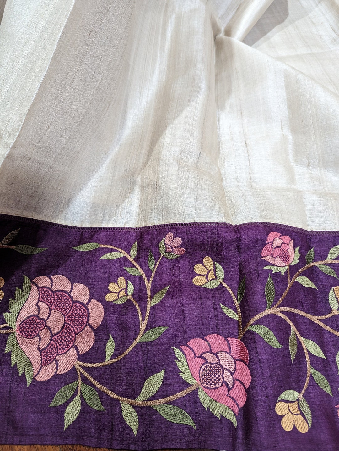 Pure Tussar Silk Saree With Beautiful Embroidery Work Saree TSE66 main image 0