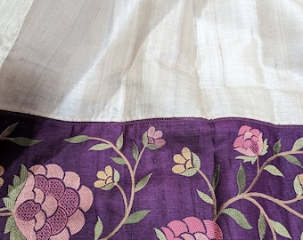 Pure Tussar Embroidery Saree