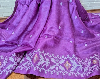Bengal Tussar Jamdani Handwoven Saree