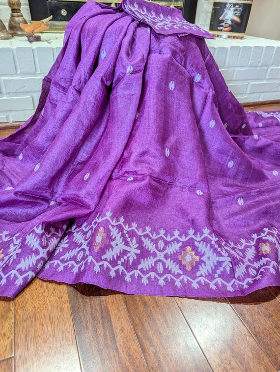 Bengal Tussar Jamdani Handwoven Saree