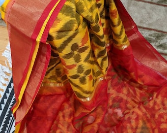 Silk cotton Ikkat saree