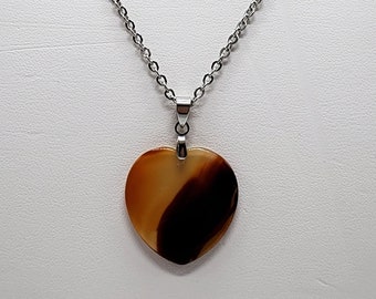 Red Agate Gemstone Stainless Steel Necklace