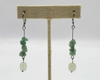 New &#39;Jade&#39; Gemstone Stainless Steel Earrings