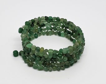 Green Aventurine Gemstone Adjustable Memory Bracelet