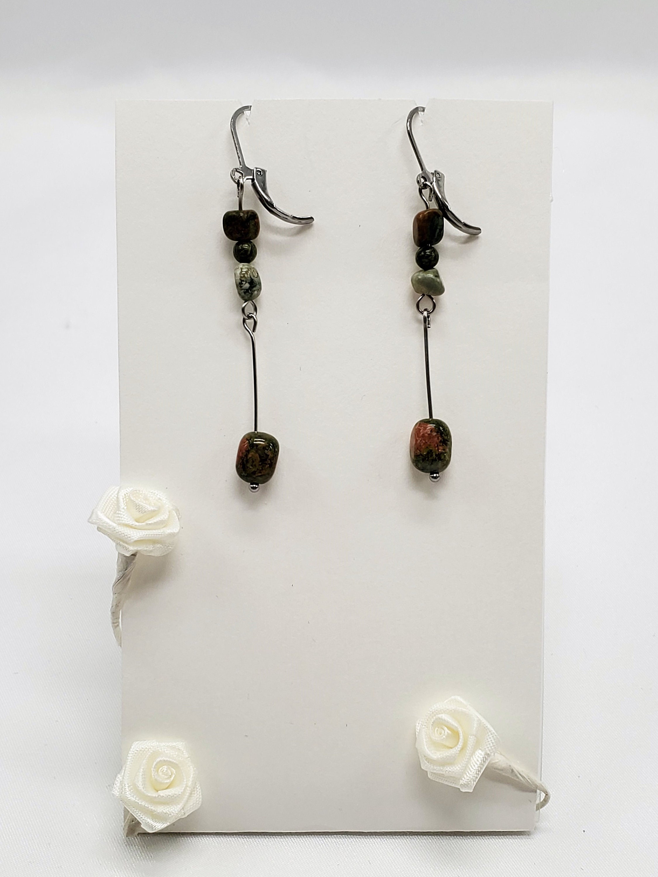 Unakite & Rhyolite Gemstone Earrings