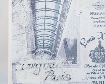 Bonjour Paris | Collage aus Fotos und Schrift auf Leinwand | B 20 x H 20 x T 2 cm