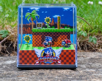 SONIC THE HEDGEHOG - Retro Handmade 3D Game Cube Diorama