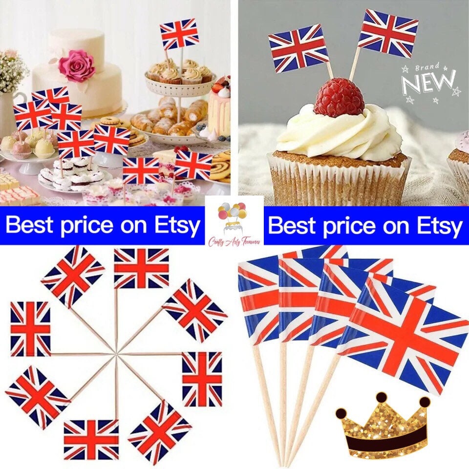 Union Jack Flag Cupcake Toppers King Charles Coronation - Etsy UK