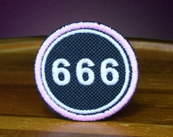 666 Mini patch - Shiny embroidered Iron-on Badge.