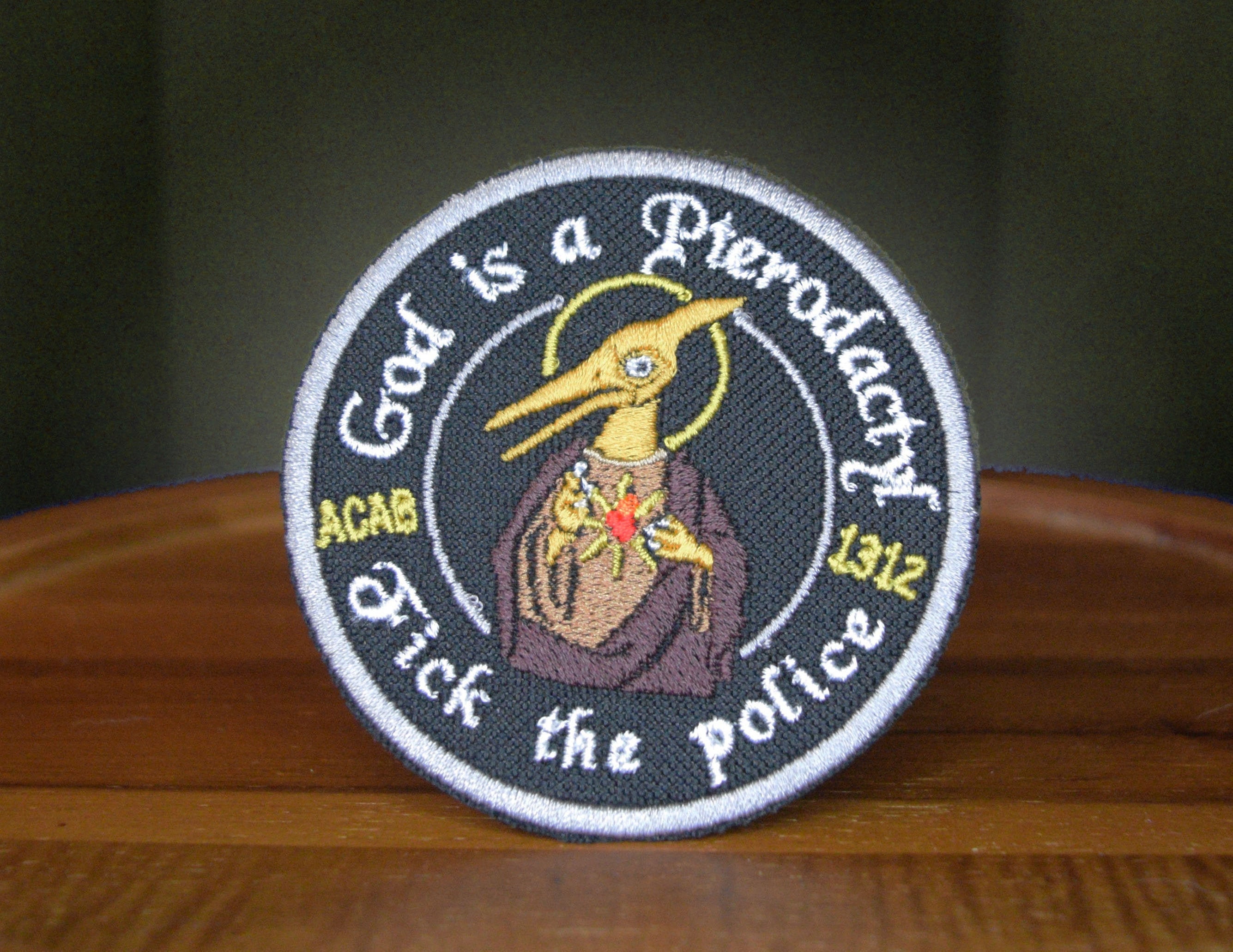 God is a Pterodactyl - Iron on patch.
