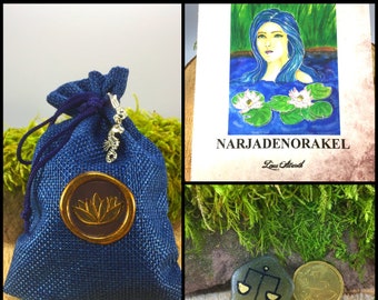 Oracle Set, Magical Narjads, 14 Ritual Stones, Jutesäckchen, Witch Oracle, Symbol Guide