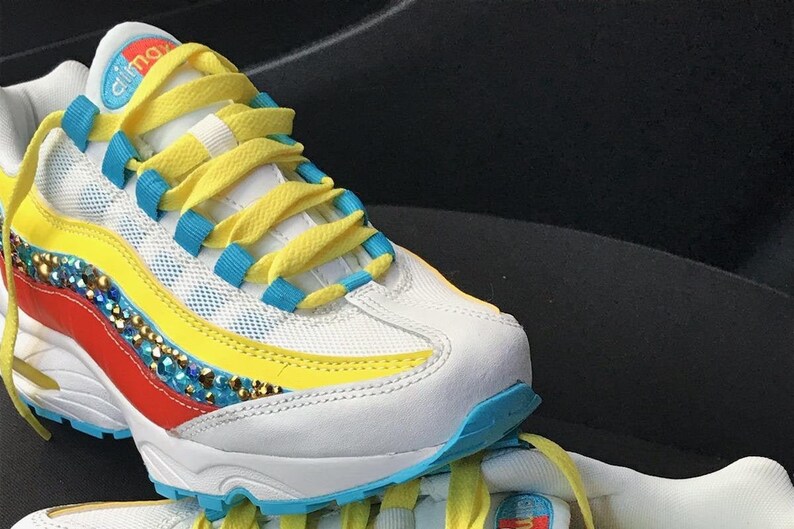 blue and yellow air maxes
