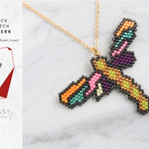 Elegant Dragonfly Miyuki Necklace Pattern – Nature Inspired Insect Jewelry Design, Beaded Peyote Stitch for Handmade Accessories
