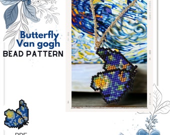 Van Gogh kelebek deseni Boncuklu Kolye Deseni / Miyuki Delica PDF / Boncuklu Manşet Deseni / Boncuklu Boncuklu Bileklik / PDF Anında İndir