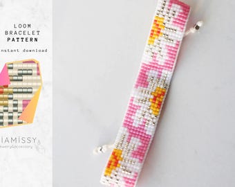 Miyuki Daisy Flowers Loom Pattern, Beaded Floral Design, DIY Jewelry Beading, Cute Daisy Bracelet, Digital Download for Handmade Crafts