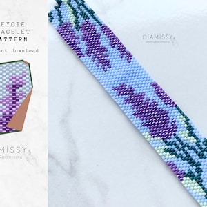 Lavender Flower Beaded Bracelet | Handwoven with Miyuki Delica 11/0 Beads | Peyote Stitch | Botanical Beadwork Jewelry Gift