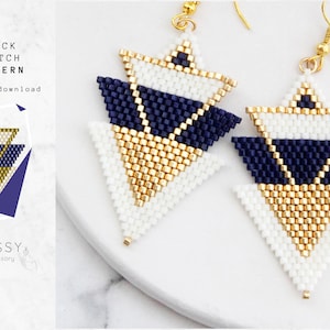 Miyuki Triangle Geometric Earrings Pattern, Beaded Abstract Jewelry, DIY Beading, Modern Triangle Digital Download for Crafts
