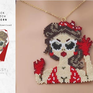 Cool Girl Necklace Pattern – Trendy Miyuki Beading Design, Chic Glasses Inspired Jewelry, Perfect for Fashion and Style Enthusiasts