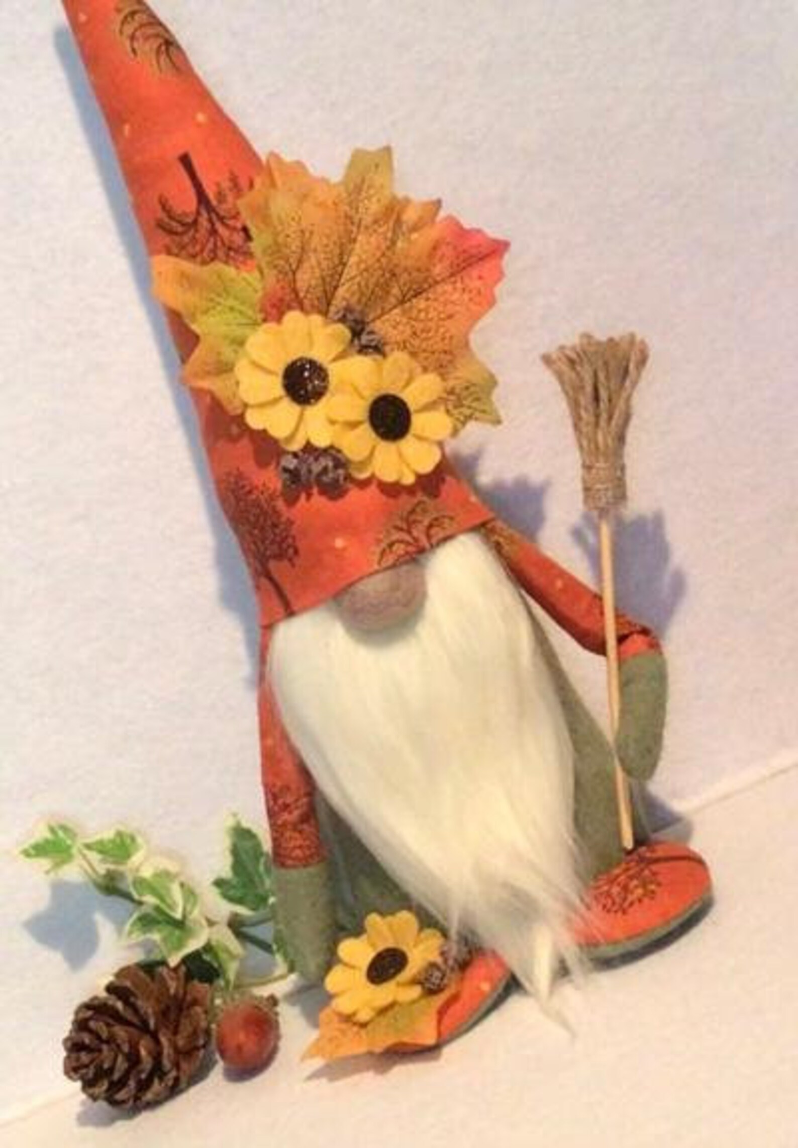 Unique Gnome in Autumn Themed Fabric Home Decor Nordic Gnome Etsy