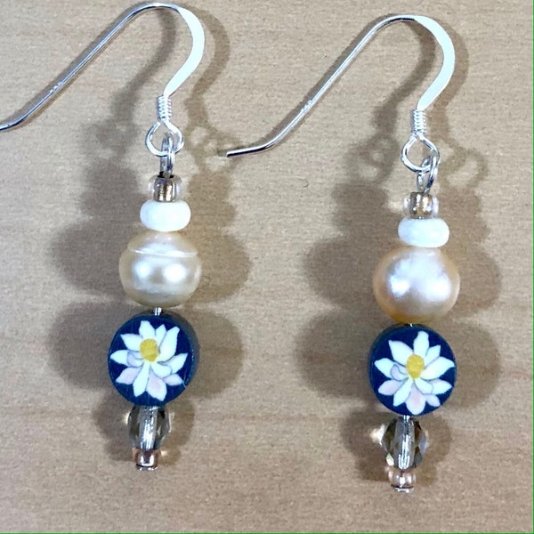Pearly Lotus Earrings