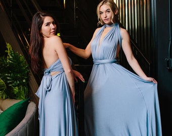 Dusty Blue Bridesmaid Dress Infinity Dress Floor Length Maxi Wrap Convertible Dress Wedding Dress Multiway Dress Rust Dress