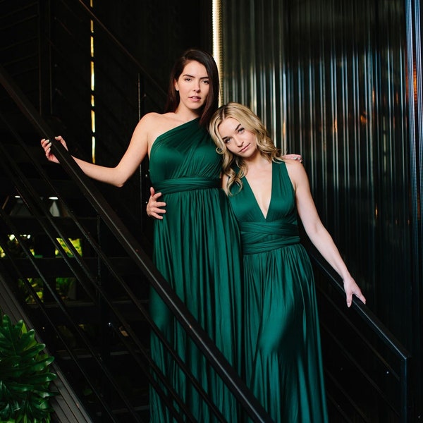 Emerald Green Bridesmaid dress, Emerald green Infinity Dress prom dress, convertible dresses Maternity Dress plus size