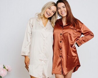 Oversized satin sleep shirt Clearance