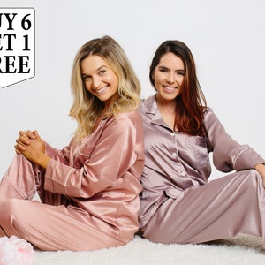 Satin Long Pajama Set, Bridesmaid Long PJ Sets, Long Pajamas, Satin Pajamas, Satin Pajama Set, Long Silky Pajamas, Long Pants Pajamas