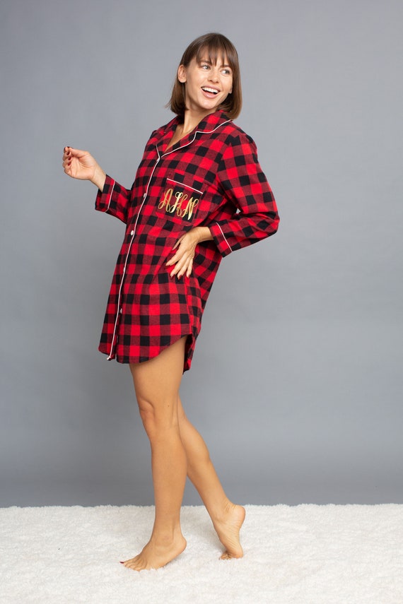 Buffalo plaid pajama dress cheap
