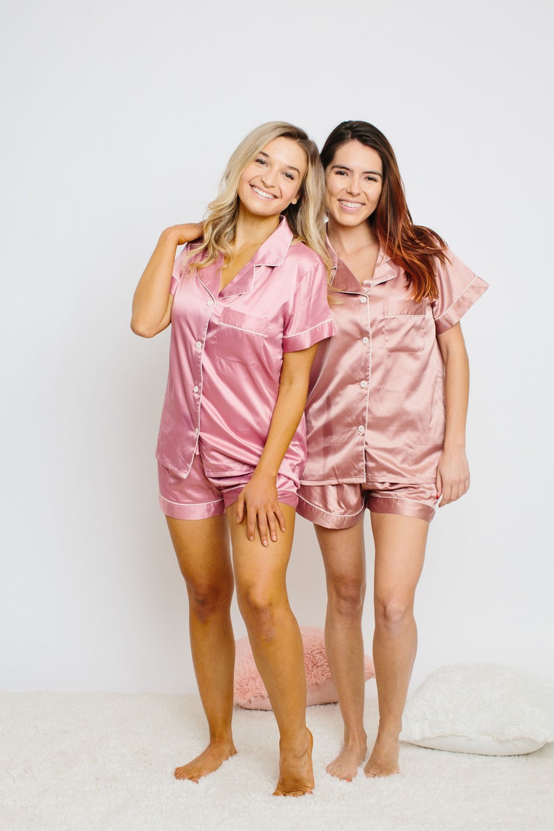 Pajama Set Bridesmaid Proposal Satin Pajama Set Pajama Set Etsy