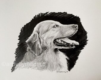 Custom dog portrait memorial drawing from your photo, pet loss gift, pet memorial art, wall decor, hand drawn pet art, original drawing