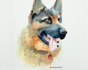 Custom pet portrait, dog portrait, custom dog portrait, custom dog watercolor, hand painted from photo, original painting