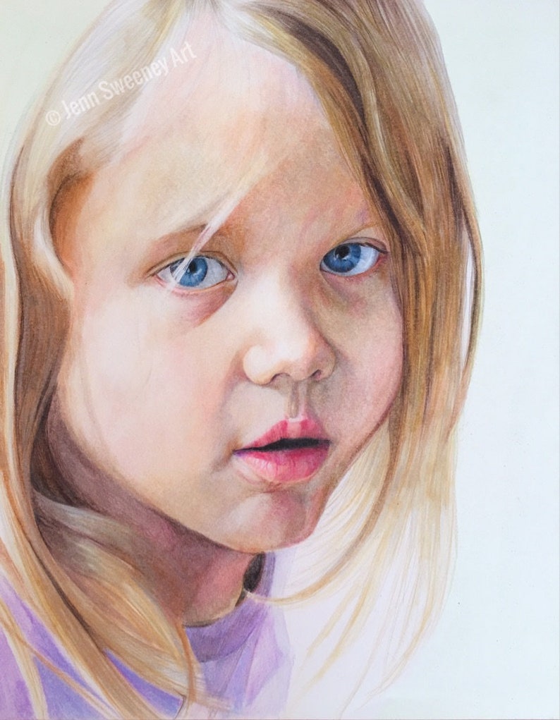 Custom Portrait in Colored Pencil Drawing From Photo Etsy