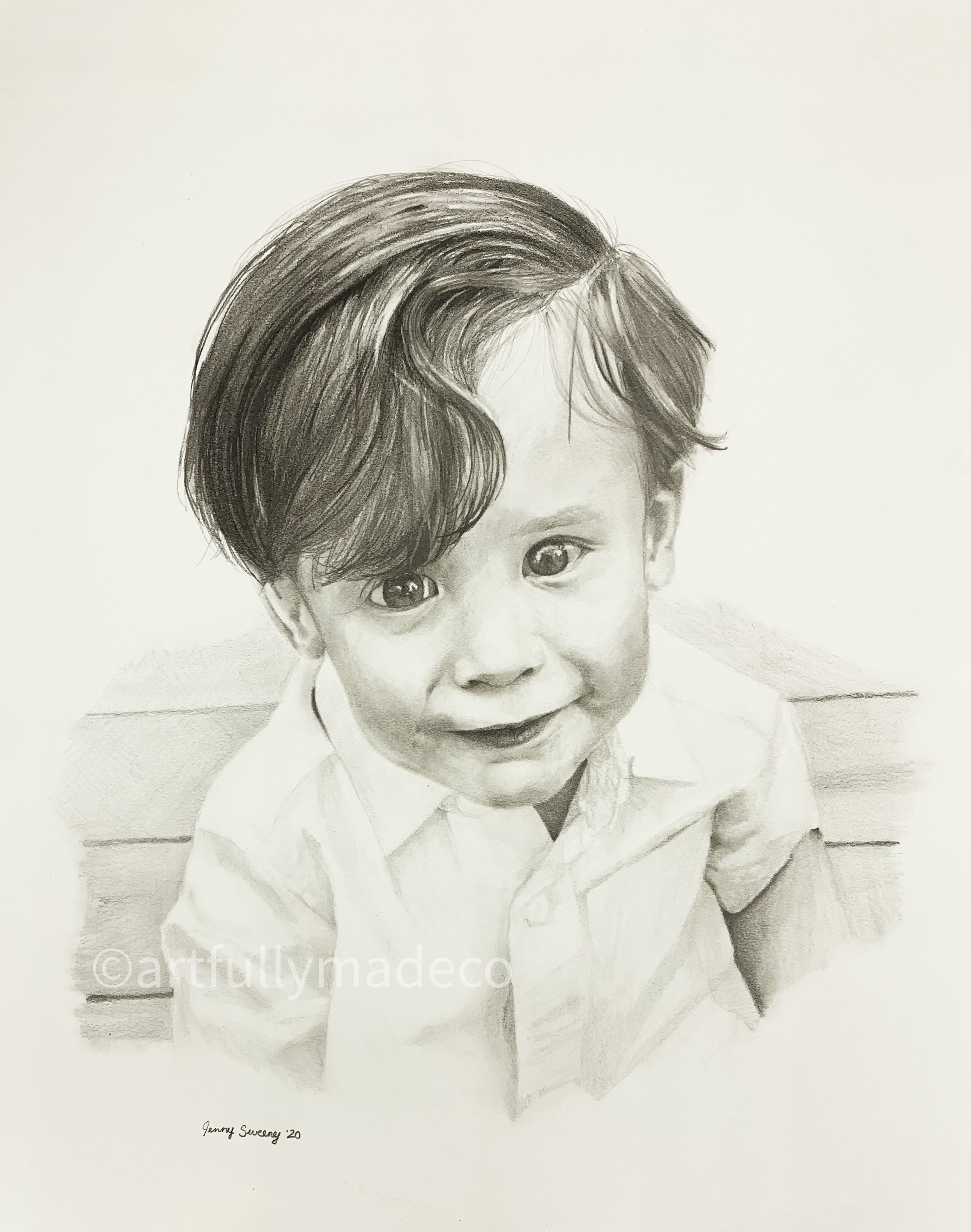 Custom Portrait, Realistic pencil portrait, art commission, drawing from photo, drawing, original artwork,  child portrait, family gift