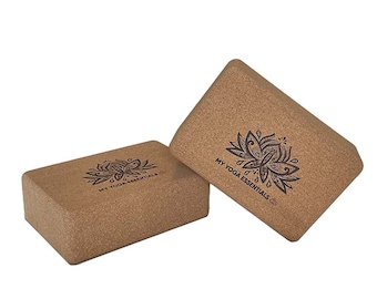 Cork Yoga Blocks (Set of 2): Eco-Friendly, Non-Slip, 3"x6"x9"